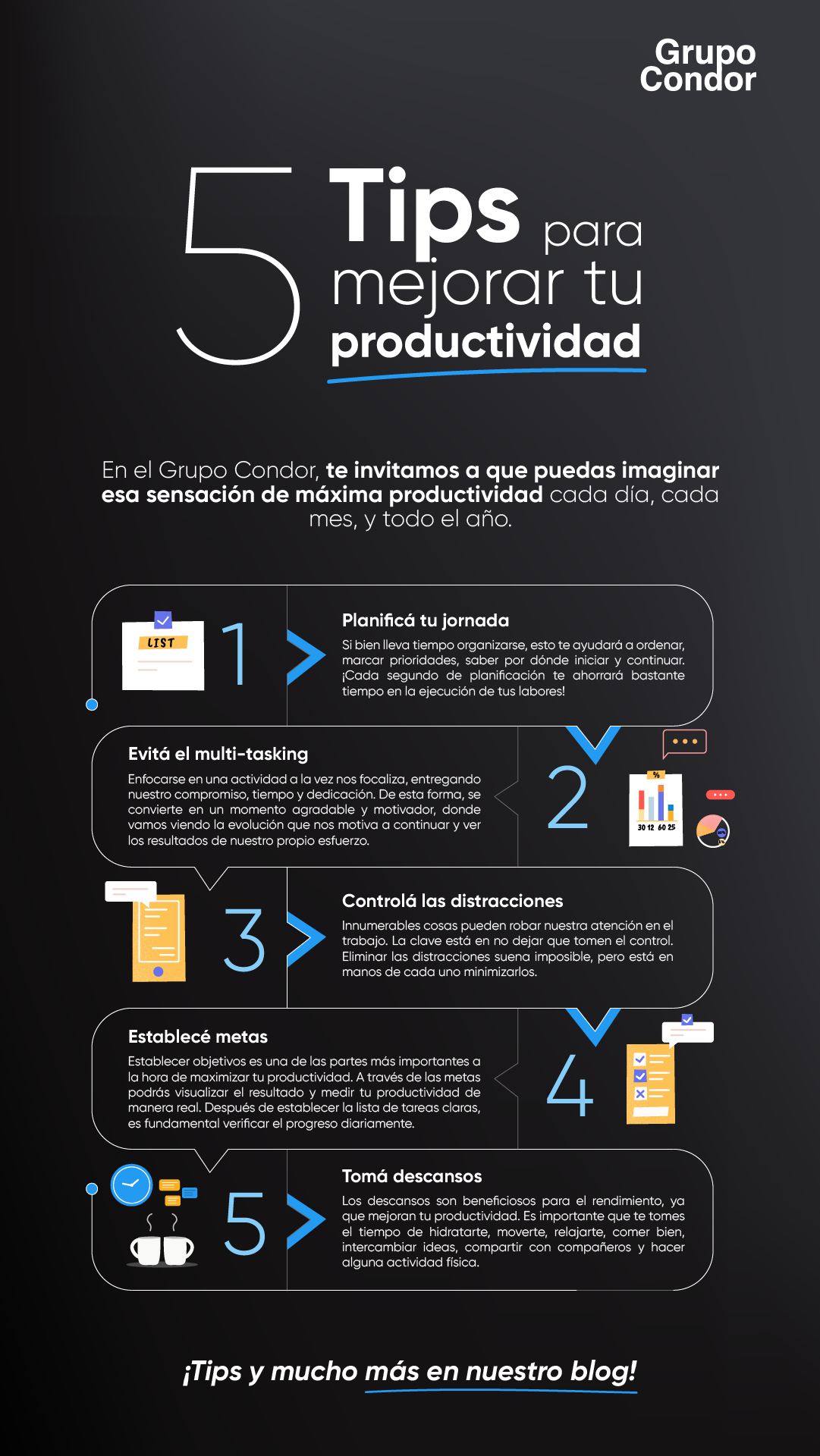 Infografía acerca de los mejores tips para mejorar la productividad