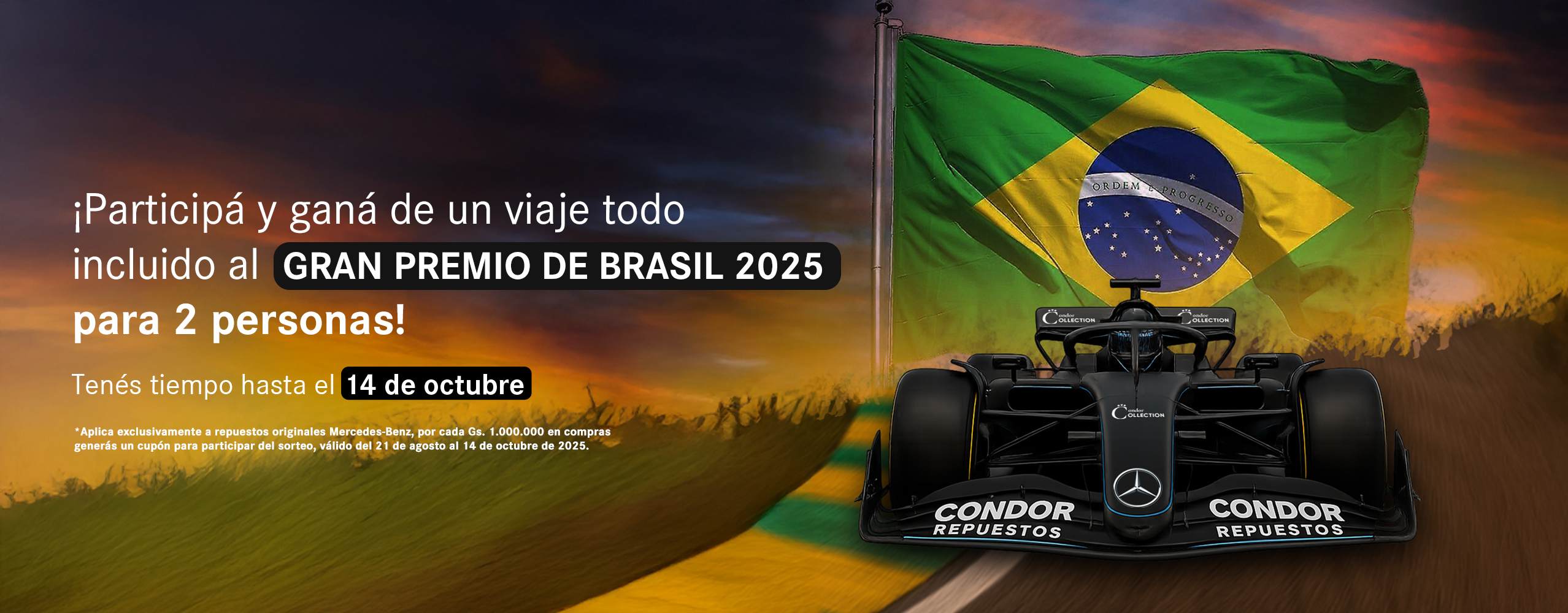 Concurso de Condor Repuestos – Ganá un viaje al Gran Premio de Brasil 2025